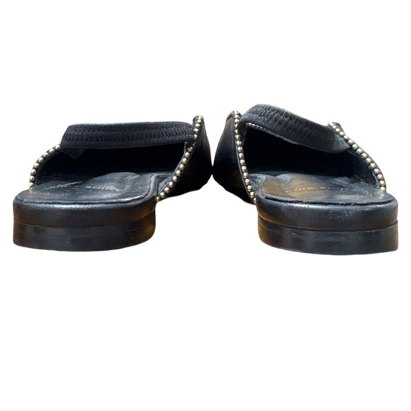 Anine Bing • Callie Slingback Gold Studded Pointed Toe Black Leather Flats 38 - Picture 6 of 13